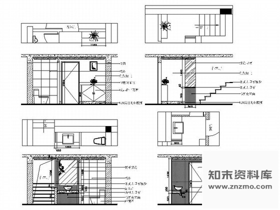 图块/节点现代中式风格别墅公卫立面图