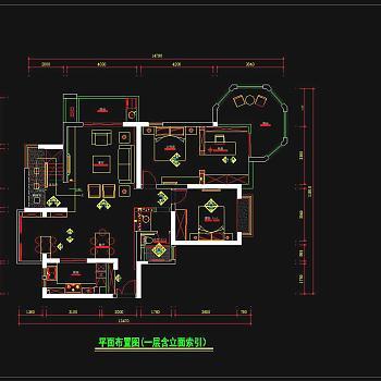 新中式风格《荷塘月色》复式全套施工图，CAD建筑图纸免费下载 别墅