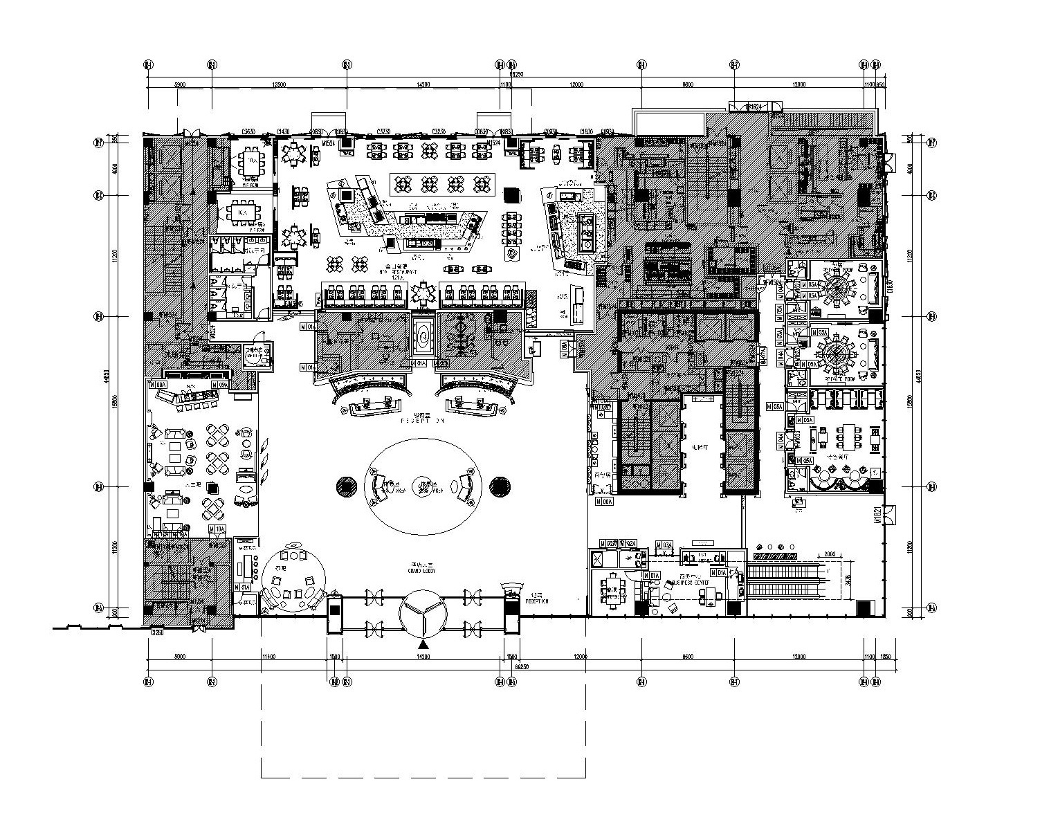 [福建]龙岩万达嘉华酒店室内装修设计竣工图（全套CAD...