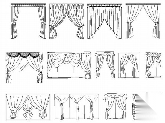现代时尚窗帘立面CAD图块下载