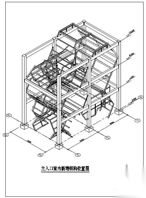 某大厦主入口新增钢结构设计图 抗震加固结构