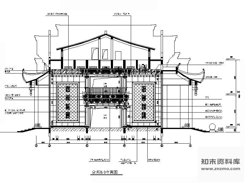 中式会所立面图 建筑通用节点