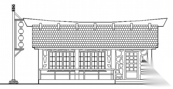 某仿古悬挑木珩条花架建筑施工图