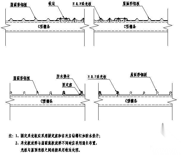 某屋面采光板节点构造详图大样 建筑通用节点