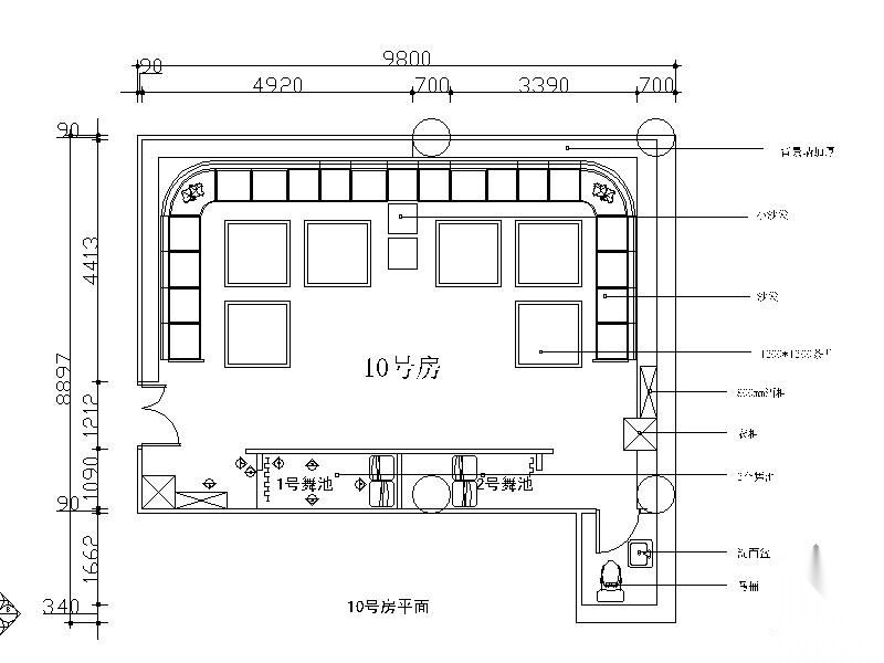 某夜总会包间施工详图(含效果）