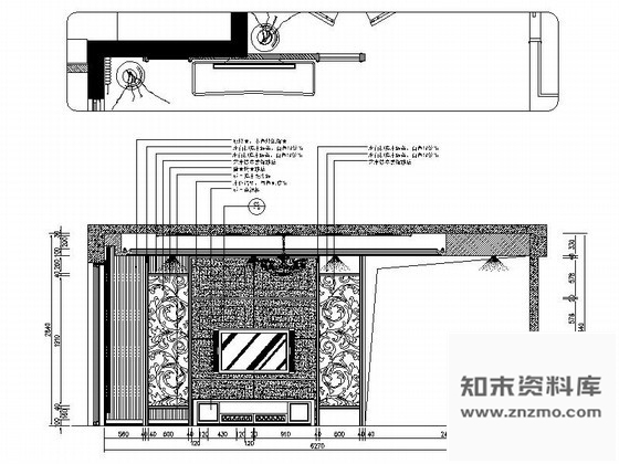 图块/节点艺术玻璃装饰客厅立面图