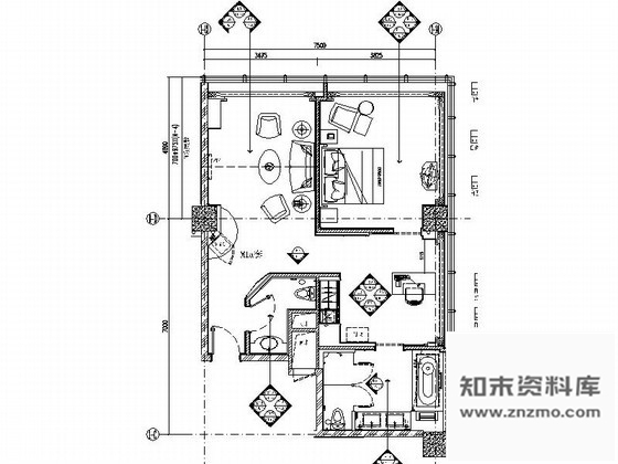 施工图江苏某酒店标准套房室内装修图