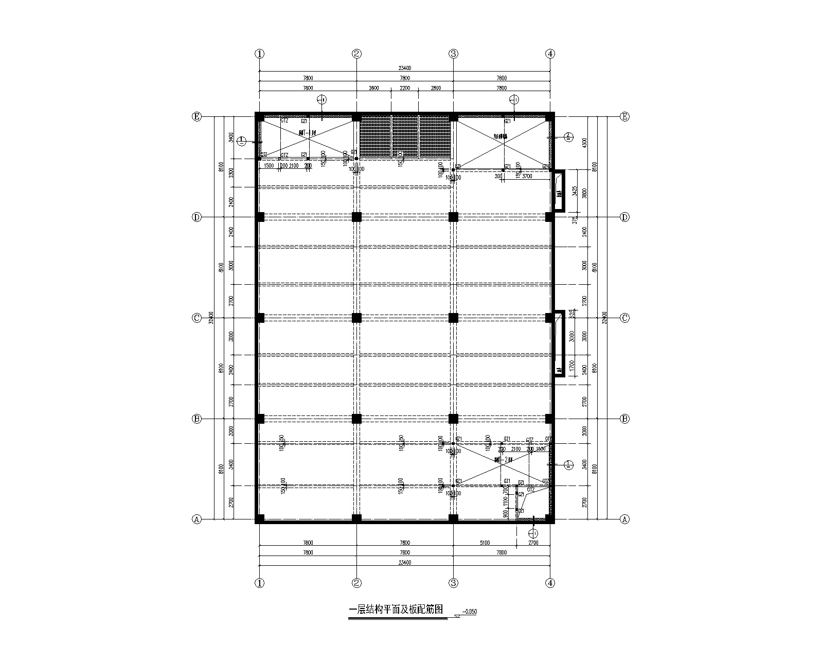 4层钢框架菜市场结构施工图(压型钢板）