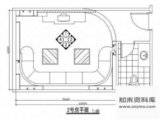 施工图夜总会A型包房室内装修图