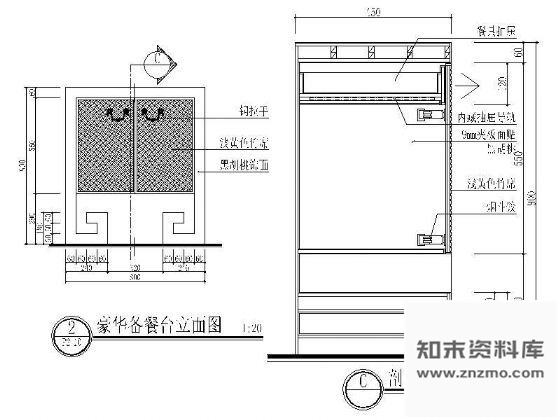 图块/节点豪华备餐台详图 岛台餐台