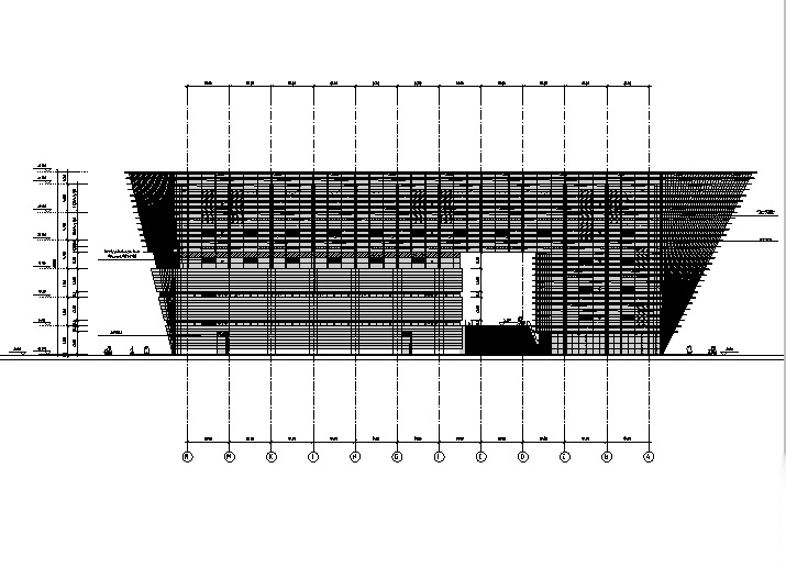 [江苏]六层梯形造型框架结构图书馆建筑施工图(含全专业...