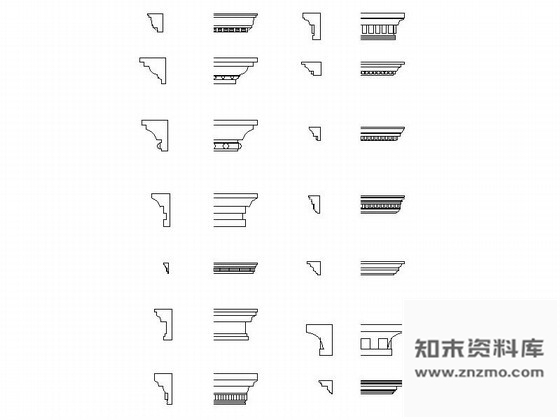 图块/节点欧式构件檐线成套CAD图块下载