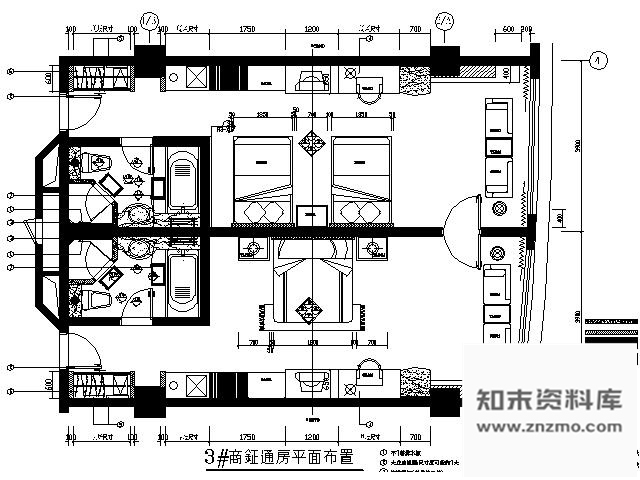 施工图国际酒店客房施工图连通房