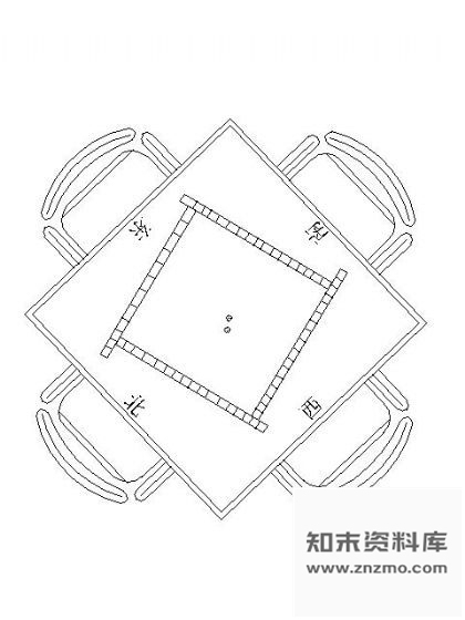 图块/节点四人休闲桌椅平面图块集