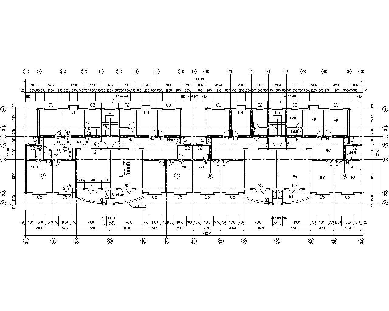 小区五层住宅砌体结构施工图（CAD含建筑）