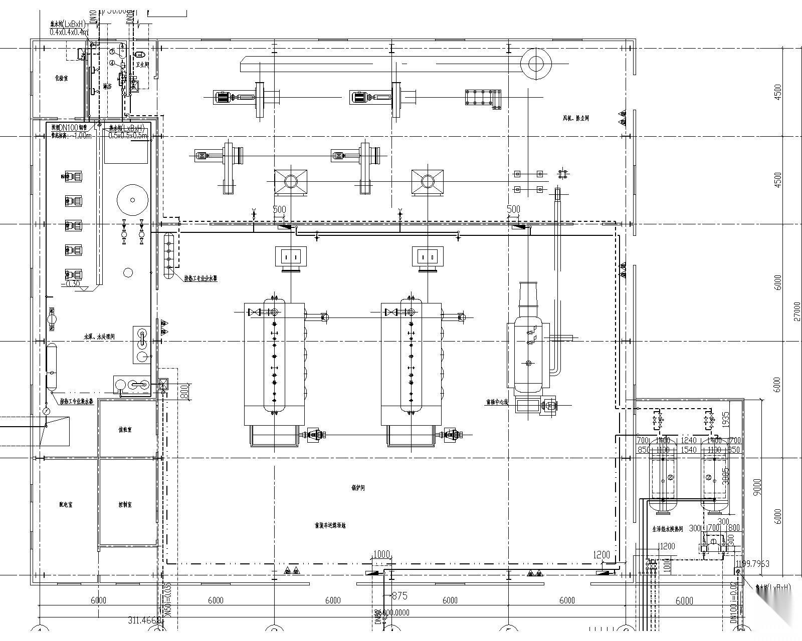 某矿锅炉房给排水水施、电施 市政给排水