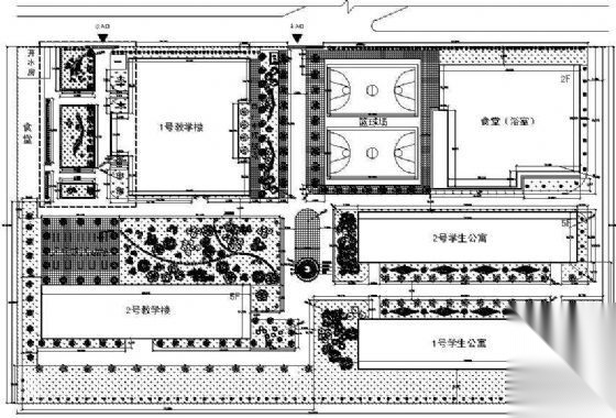 某中学校园绿化设计平面图