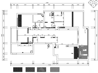 现代风格140㎡三居室住宅装修施工图设计 平层