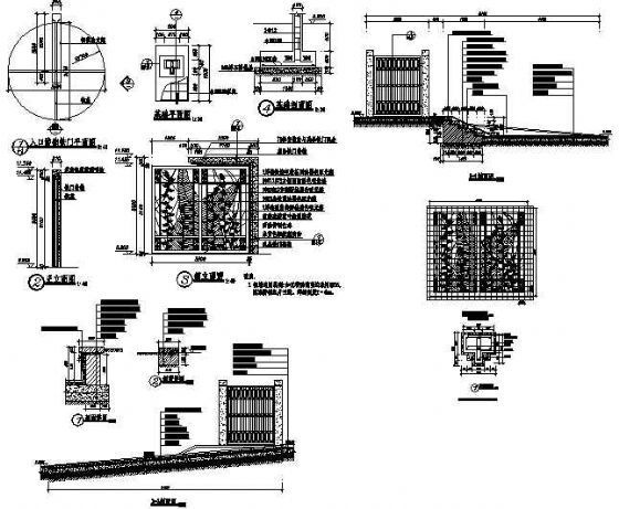 入口装饰铁门详细图纸 局部景观