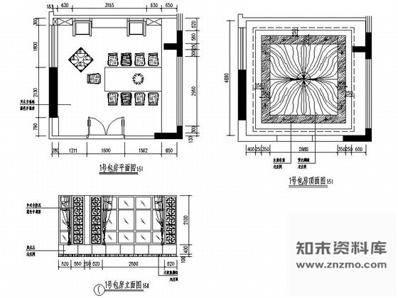 图块/节点特色茶楼包房立面图