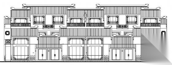 某江南风格三层联体别墅建筑方案图