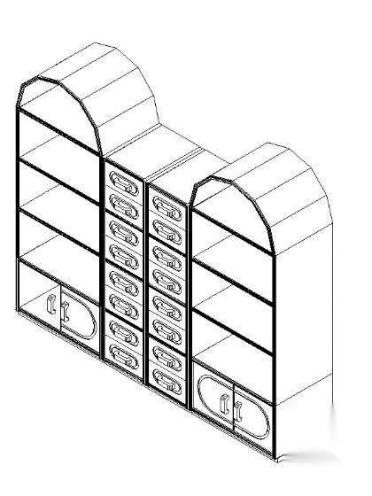 书柜CAD三维图块3