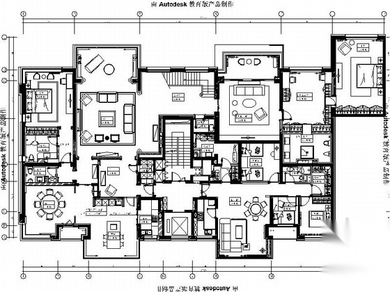 [北京]现代简约舒适三层别墅室内设计CAD施工图