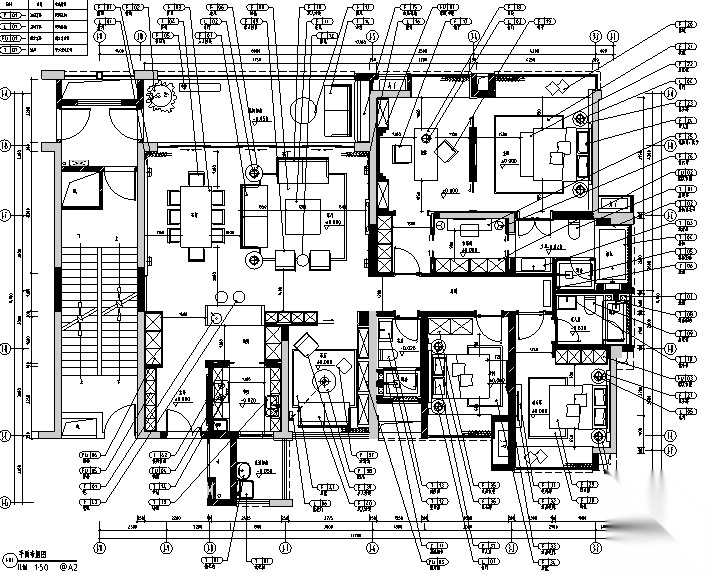 鼎峰源著三期3-A样板房设计施工图（附效果图） 平层