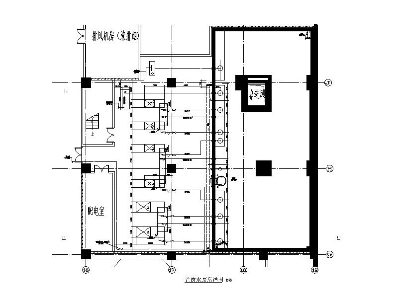 高层办公建筑消防水泵房详图CAD