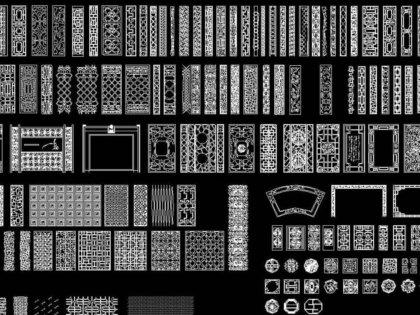 精品中式各类花格元素CAD图库