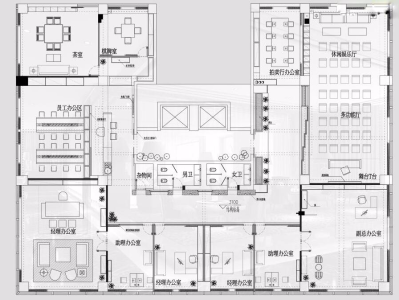 黄海城市花园七层办公施工图 效果图