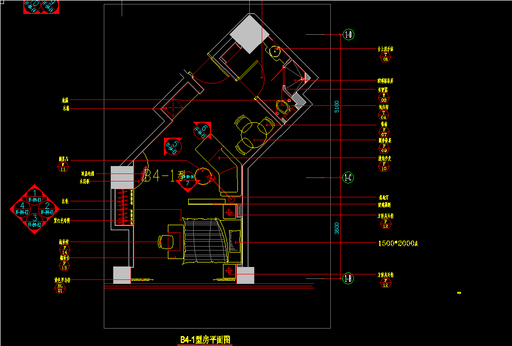 邱德光－上海礼顿国际公寓B4 B5-1型样板间cad施工图无大样 别墅