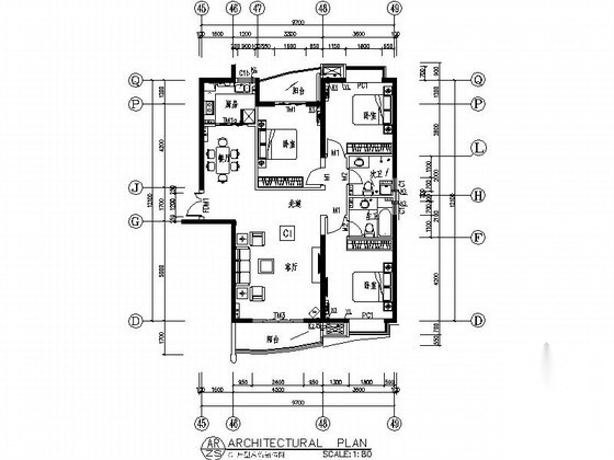 [郑州]经典新古典欧式风格三居室样板房装修图（含效果） 平层