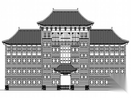 某四层仿古建中学教学楼建筑施工图