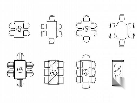 现代餐桌CAD图块下载