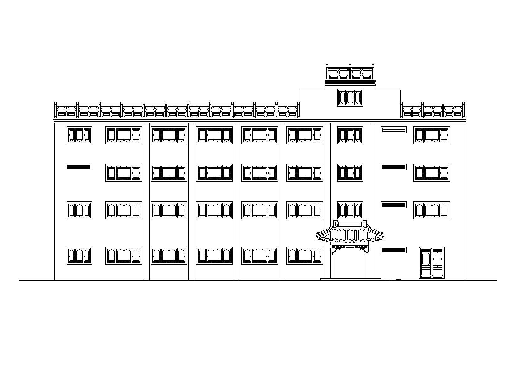 北方某四层中式大酒店建筑设计施工图