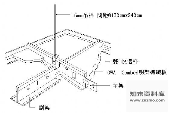 图块/节点600x600x15明架矿纤板天花详