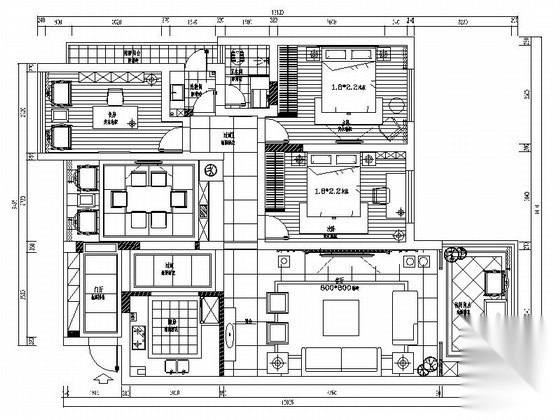 [广西]新中式风格三居室室内装修设计施工图（含效果） 平层