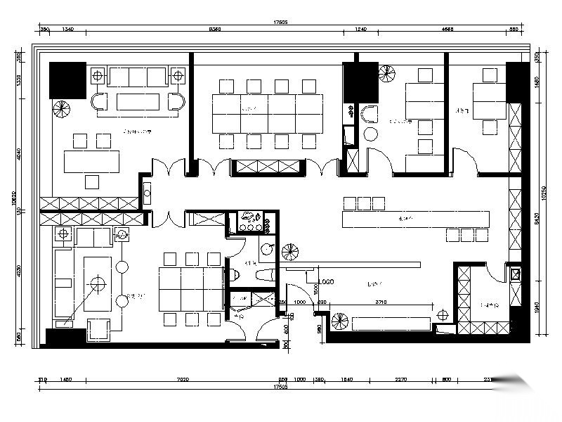 [新疆]中式禅意古朴投资办公空间室内设计施工图（含效...