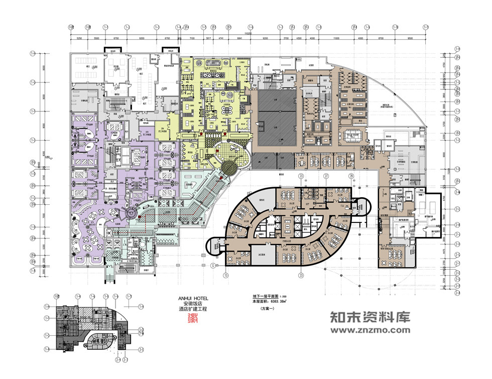 安徽饭店公共区域酒店套房区域施工图含效果图方案