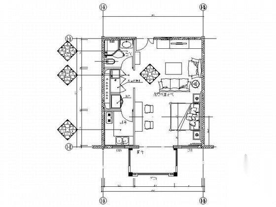 [北京]某花园小区现代一居室室内装修施工图（含效果）