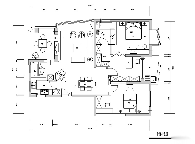 [江苏]衡泰花园洋房二居室住宅设计施工图（附实景图） 平层