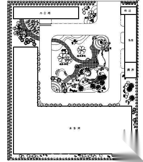 某印务厂区环境景观平面图 工业园区景观