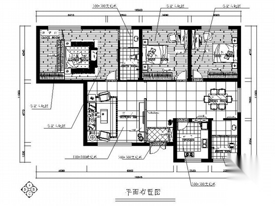 [原创]三居室现代温馨小窝室内施工图（含效果图） 平层