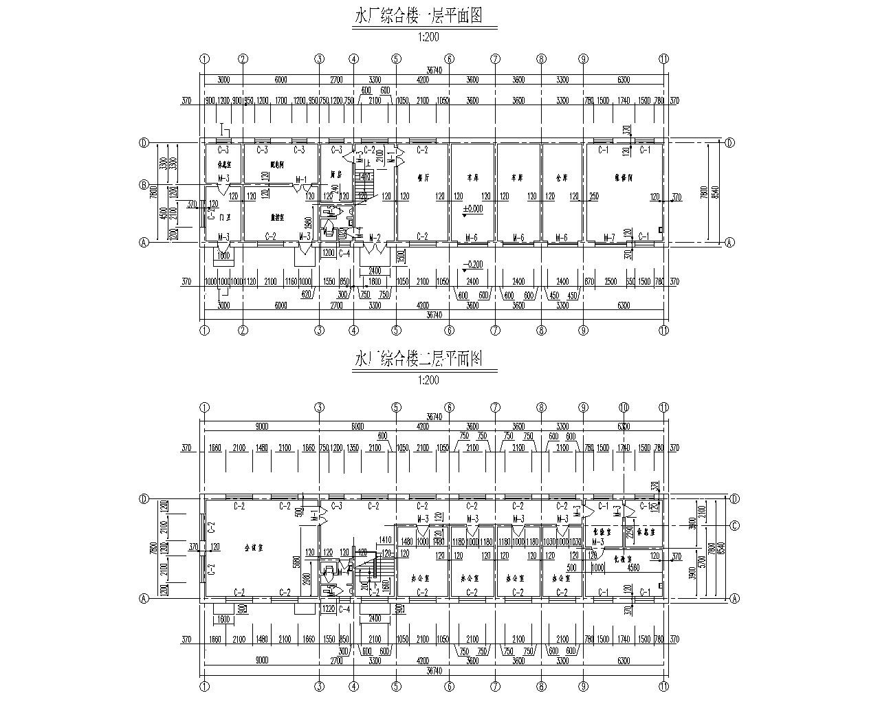 某水厂综合楼砖混结构施工图（CAD含建筑）