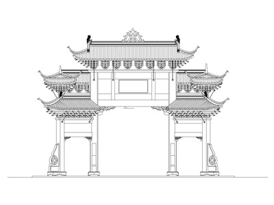 公园主入口牌坊建筑施工图设计