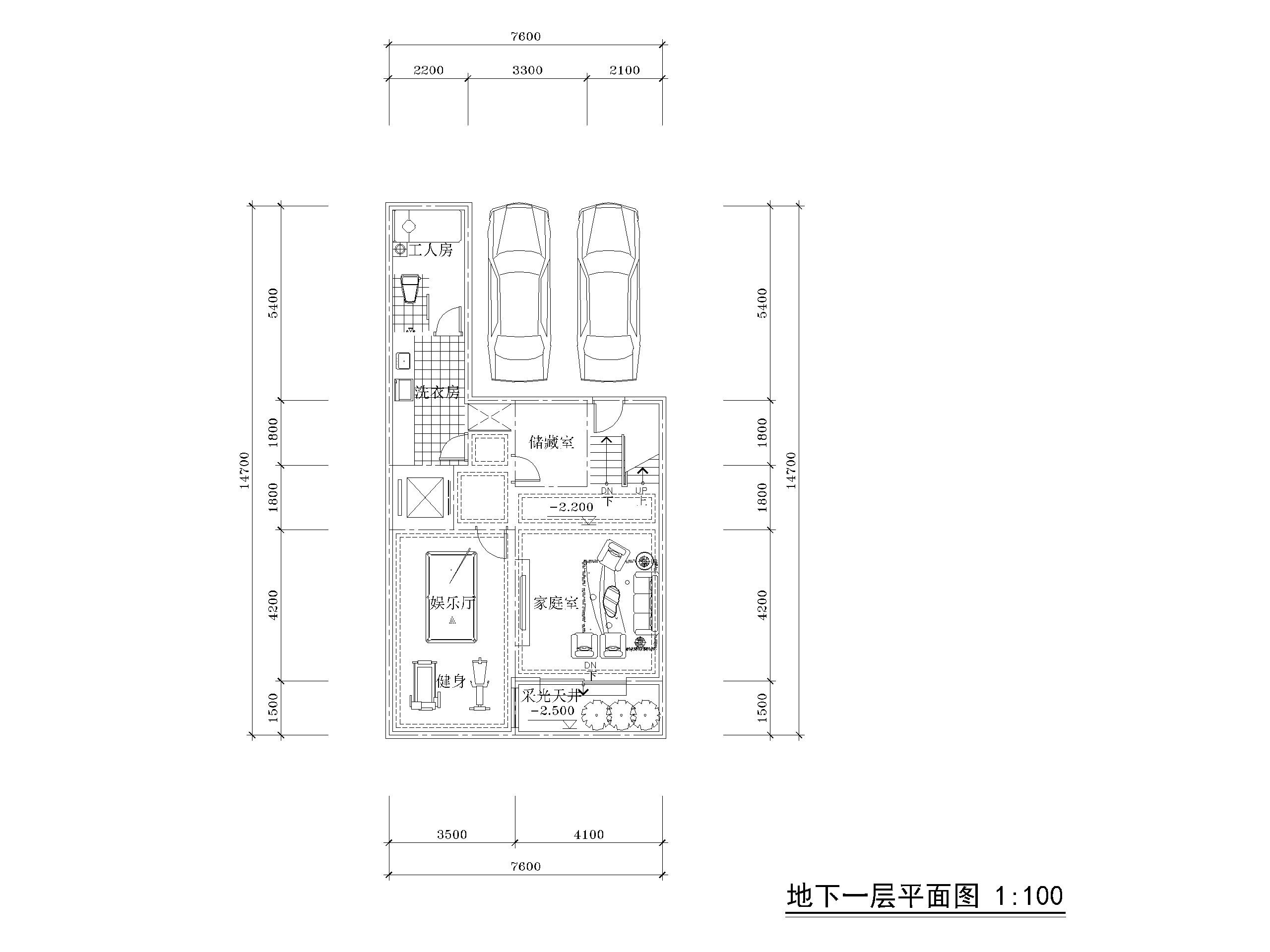 低层别墅联排三房两开间户型图CAD-160㎡