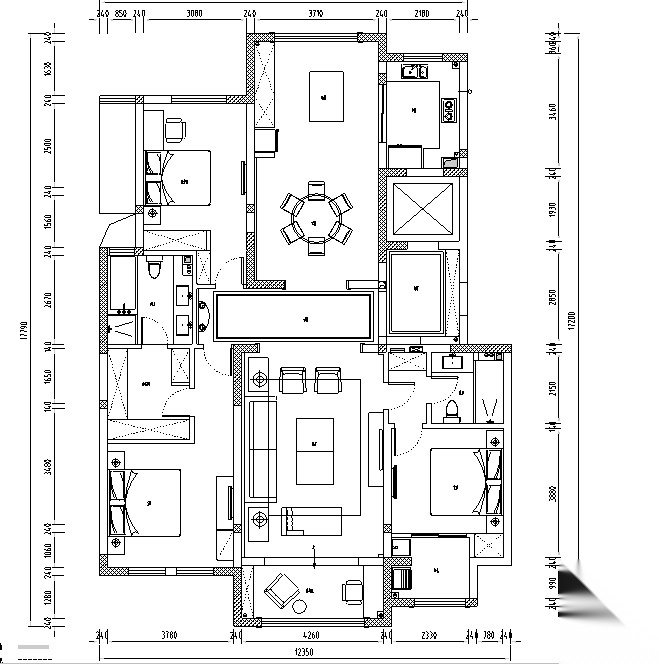 紫金城—180㎡美式轻奢住宅设计施工图及效果图 平层