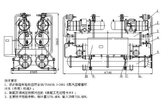 各种水冷螺杆机组的图纸