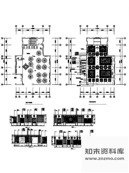 图块/节点会所大餐厅立面设计图
